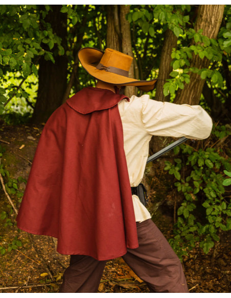 Tilly model musketeer cape, burgundy