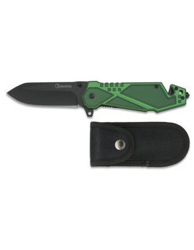 Green rescue knife, 8.6 cm blade.
