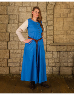 Medieval dress model Elodie, blue-cream
