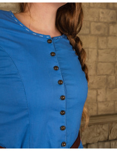 Medieval dress model Elodie, blue-cream 2