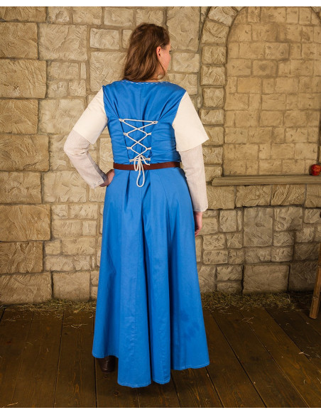 Medieval dress model Elodie, blue-cream