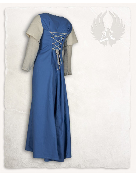 Medieval dress model Elodie, blue-cream