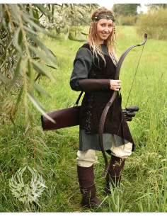 Lunette suede leather archer's tabard, brown