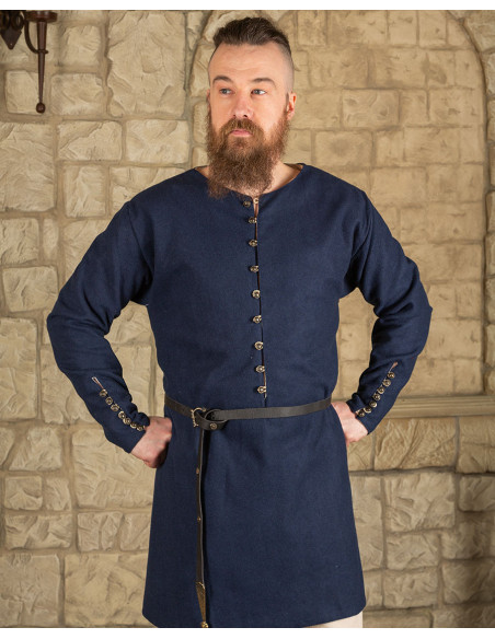 Viking blue wool tunic model Rafael
