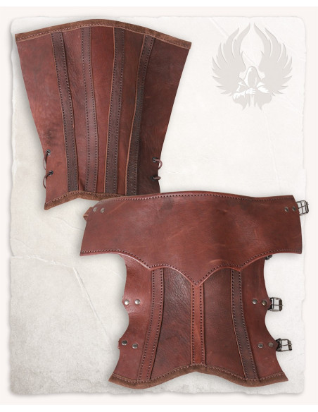 Medieval brown leather greaves...