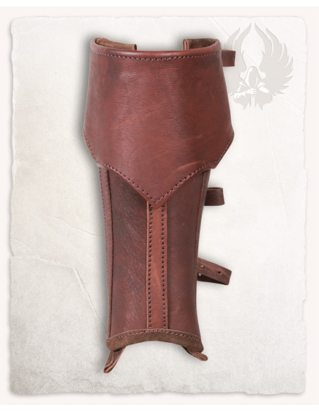 Medieval brown leather greaves...