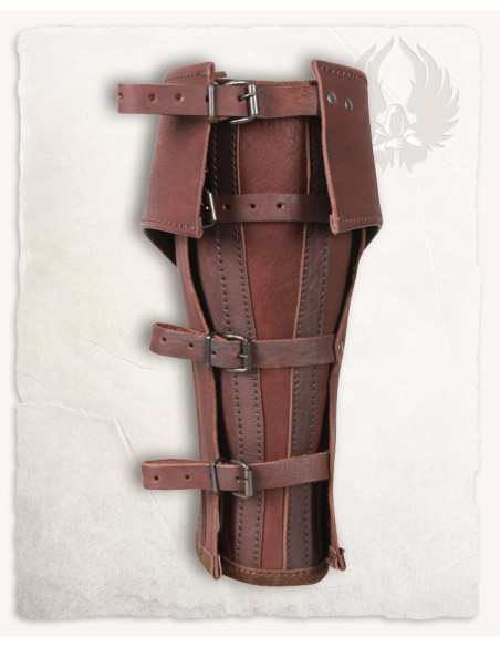 Medieval brown leather greaves...