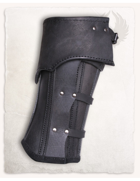 Medieval black leather greaves...