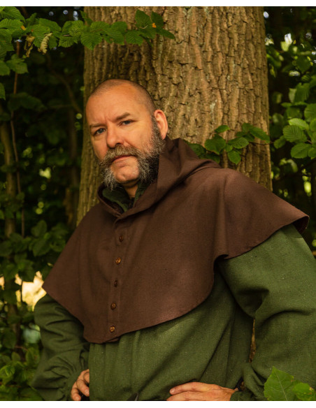 Gugel or Nordic hood model Notker, brown