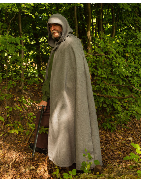 Medieval gray wool cloak model Harun
