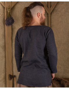 Viking tunic herringbone pattern model Tronde, blue 2