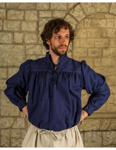 Ansgar model wide pirate shirt, blue color