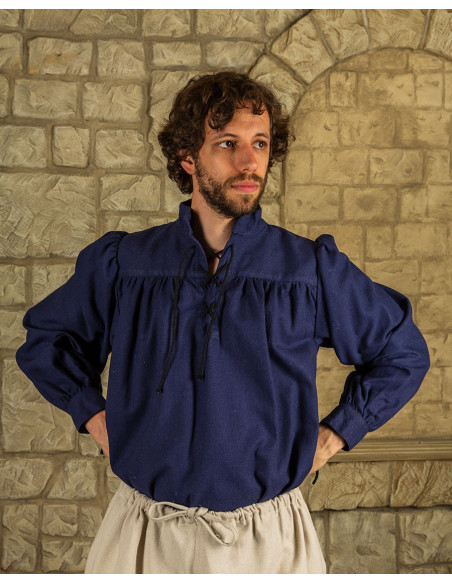Ansgar model wide pirate shirt, blue...