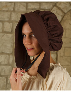 Medieval bonnet in cotton Anna model, brown