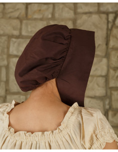 Medieval bonnet in cotton Anna model, brown 2