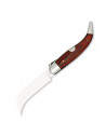 Red stamina handle tranchete knife, blade 6.50 cm.