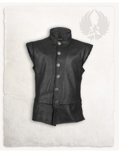 Leather pirate vest Tilly model, black color 2