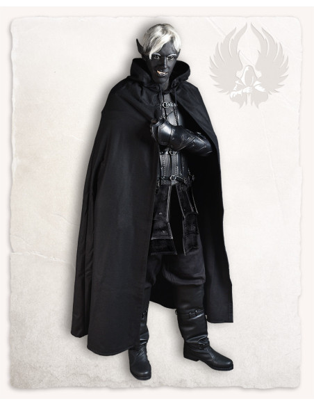 Medieval black wool Aaron cape (140 cm.)