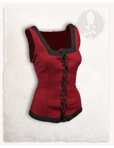 Medieval bodice in wool, Usula model, burgundy