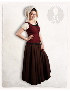 Medieval bodice in wool, Usula model, burgundy 2