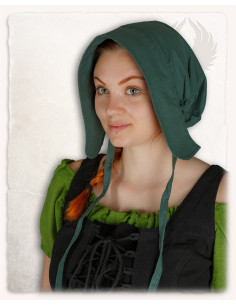 Medieval peasant bonnet model Greta, green color 2