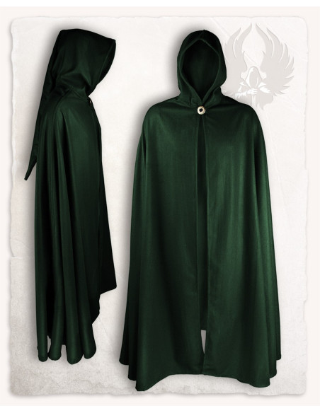 Gora model green wool medieval cape