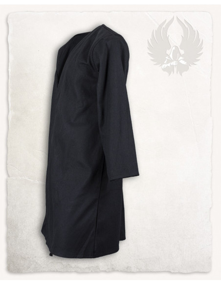 Medieval black cotton crossed tunic,...