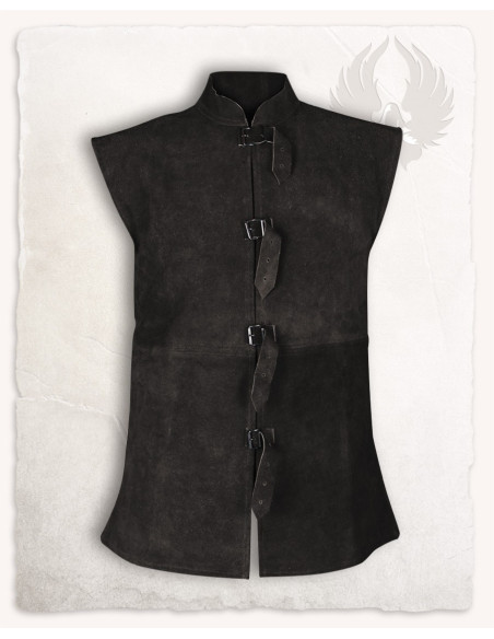 Medieval vest in black chamois...