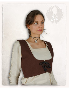 Medieval bodice in brown cotton model Annabelle