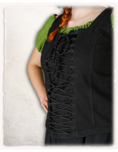 Medieval bodice Ursula model in black cotton 2