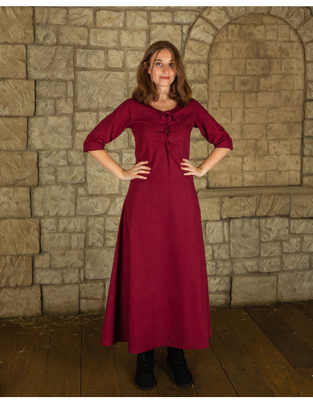 Medieval red cotton dress model Irene