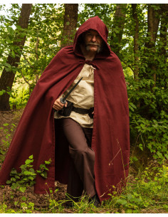 Medieval burgundy cotton cloak model Harun 2