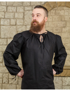 Medieval shirt model Rafael, black cotton