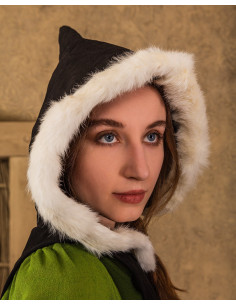 Medieval dress with hood model Freya, black color 2