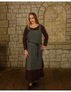 Peasant apron model Esther, olive green color