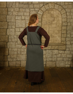 Peasant apron model Esther, olive green color 2