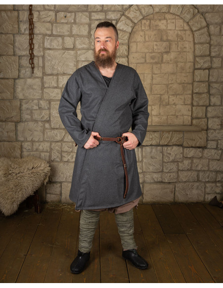 Medieval gray wool crossed tunic,...