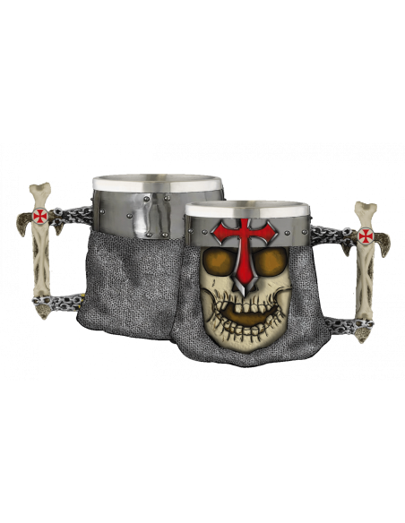 Templar Cross Skull Mug, decorative...