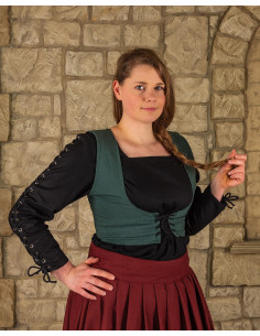Medieval bodice in green cotton model Annabelle