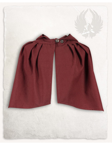 Short medieval cotton cape model Niko, burgundy