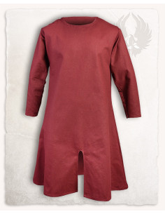 Long medieval tunic in burgundy cotton model Wolfram 2