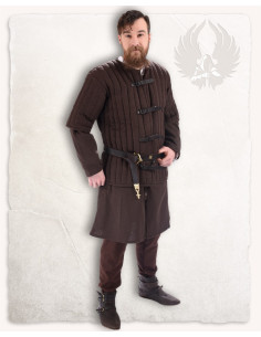Short-sleeved brown medieval gambeson model Gustav