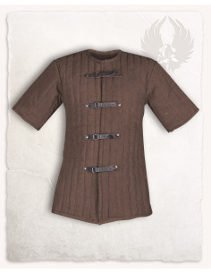 Short-sleeved brown medieval gambeson model Gustav 2