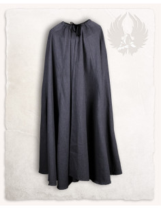 Medieval cape in black cotton Carl model