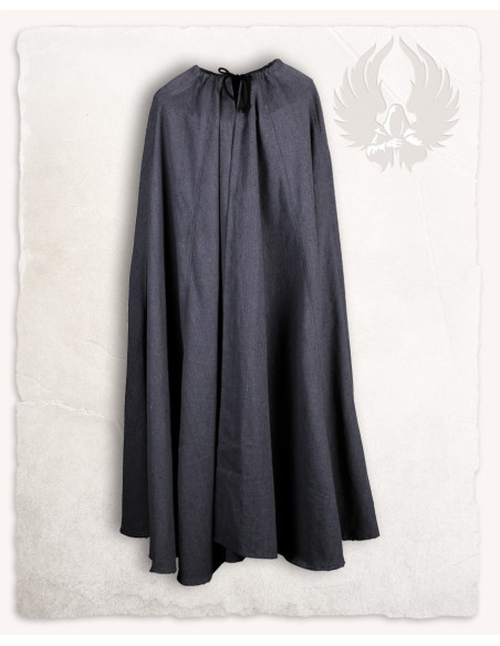 Medieval cape in black cotton Carl model