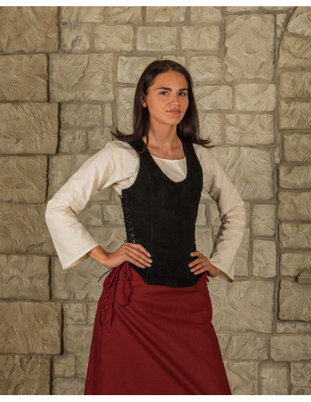 Medieval bodice in black suede model...