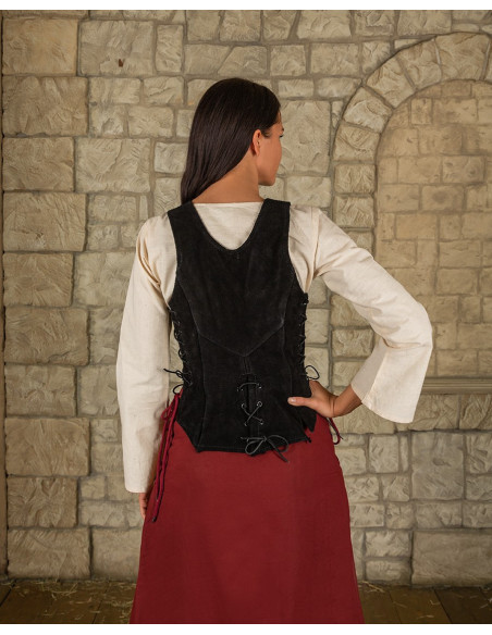 Medieval bodice in black suede model...
