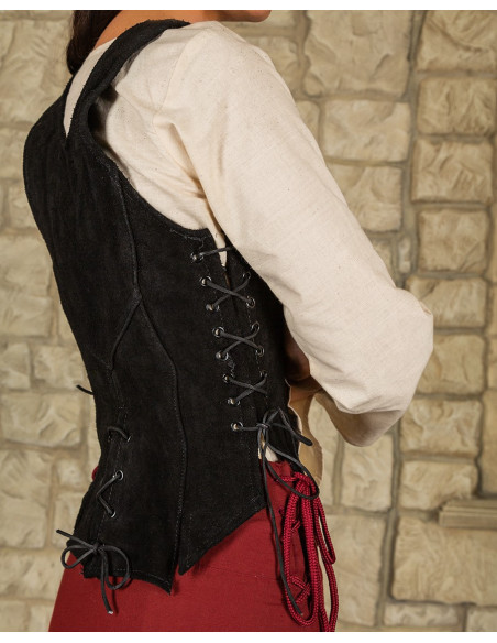 Medieval bodice in black suede model...
