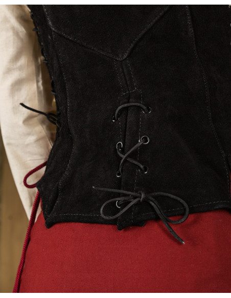 Medieval bodice in black suede model...