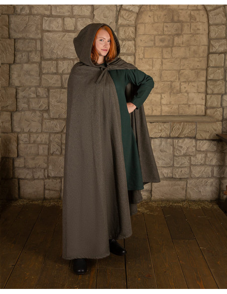 Medieval olive green wool cloak model...